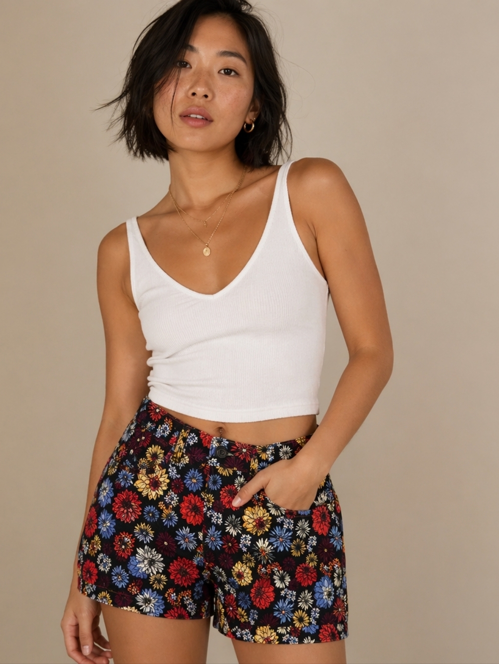 Twik | Floral Print High-Waisted Summer Shorts, Size 11
